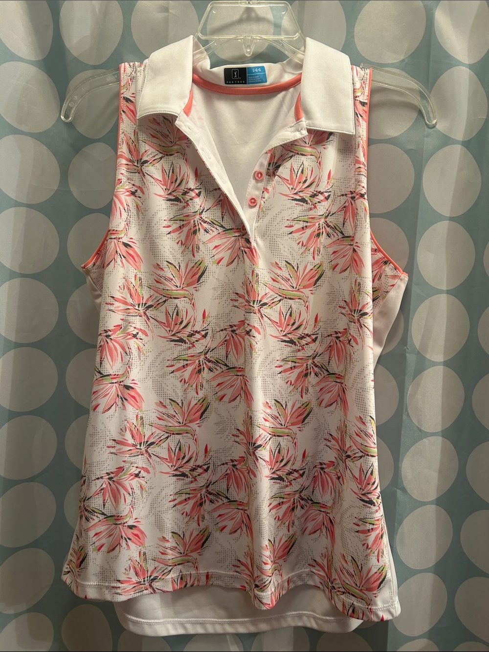 PGA Tour White Tank with Pink Floral Print